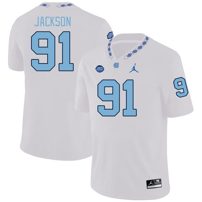 Men #91 Leroy Jackson North Carolina Tar Heels College Football Jerseys Stitched-White